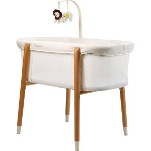 Patut cu cadru din Lemn si Bara de Jucarii, BabyGo, Sleepgood Mesh