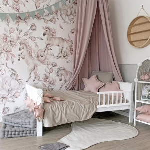 Patut pentru copii, din lemn masiv de Pin, 140 x 70 cm, protectii laterale incluse, Woodies Safe Dreams, Noble, Todler, Alb - Img 3