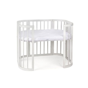 Patut Rotund pentru Copii, Multifunctional, Waldin, 5in1, Saltea Inclusa, Co-Sleeper, Tarc de Joaca, Masa si Scaun pentru Activitati, Culoare Alba - Img 5
