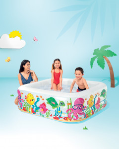 Piscina gonflabila acvariu 159 x 159 x 50 cm, INTEX 57471, 340 de litri - Img 3
