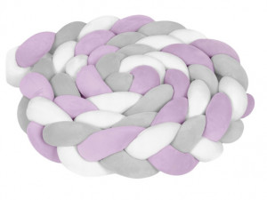 Protectie impletita pentru patut copii, 300 cm, Ricokids, Multicolor, Mov, Alb, Gri - Img 2