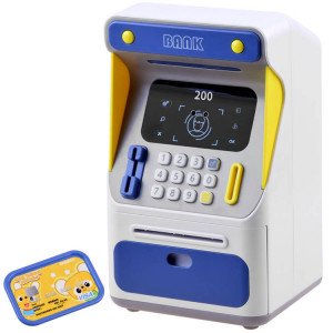 Pusculita tip Bancomat, pentru depuneri si retrageri, cu senzor de miscare, Jokomisiada, Albastra - Img 1