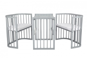 Resigilat - Patut Evolutiv pentru Copii, Multifunctional, 7in1, Saltele Incluse, Waldin, Gri - Img 6