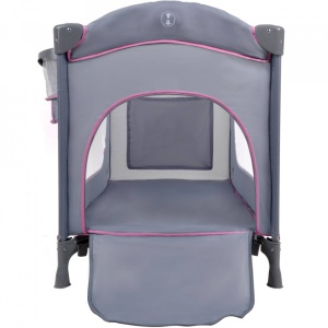 Resigilat - Patut pentru copii, pliabil cu etaj suplimentar, 120 x 60 cm, bara cu jucarii, masa de infasat, plasa de tantari, Severno, Comfort Plus, Grey Pink - Img 6