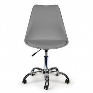 Scaun de birou pivotant cu perna, ModernHomen, inaltime reglabila, perna moale, piele ecologica, Dark Grey - Img 2
