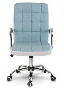 Scaun de birou pivotant, Sofotel, Benton+, captuseala respirabila, material textil, relgare inaltime, reglare inclinare, cotiere si margini din piele ecologica, Albastru / Alb - Img 2