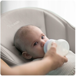 Scaun de masa reglabil, multifunctional, 3in1, pliabil, inaltime reglabila, spatar reglabil, pozitie de somn, tava detasabila, Nukido, Belo, Gri - Img 3