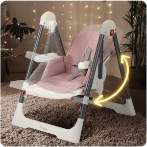 Scaun de masa reglabil, multifunctional, 3in1, transformabil in leagan, Nukido, Elite, Roz - Img 3