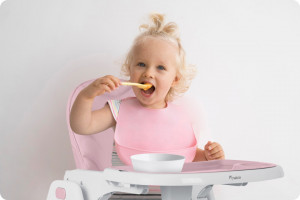 Scaun de masa reglabil, Ricokids, Tulo, spatar rabatabil, tava detasabila, suport pentru picioare, inaltime ajustabila, Roz - Img 4