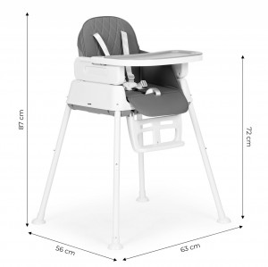 Scaun Pentru Hranire, Ecotoys, Transformabil, 3 in 1, tava detasabila, suport pentru picioare, Gri - Img 3