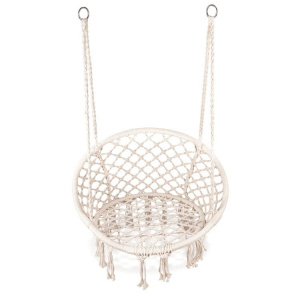 Scaun suspendat pentru gradina, ModernHome, 150 kg, cadru cercuri metalice, Alb - Img 5