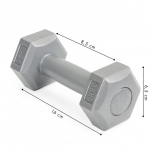 Set 2 Greutati pentru exercitii fizice, gantere hexagonale, ModernHome, 2 x 0,5 kg, 16 x 6,5 cm, Gri - Img 3