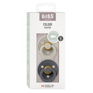 Set 2 suzete pentru bebelusi, BIBS, Colour Latex, tetina simetrica, 0 luni+, Sand / Iron - Img 3