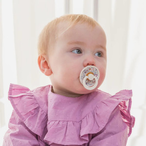 Set 2 suzete pentru bebelusi, BIBS x LIBERTY, Colour Chamomile Lawn Latex, tetina rotunda, 6-18 luni, Mauve / Violet Sky - Img 4