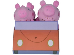 Set de plus pentru copii, Peppa Pig Family,cu masina, Jokomisiada, ZA5436 - Img 7