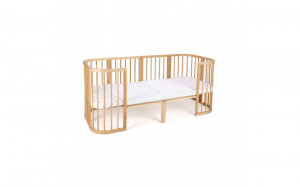 Set Extensie din lemn pentru Patut Junior Waldin Evolutiv 7in1, Rotund/Oval, Natural, cu Saltea - Img 4
