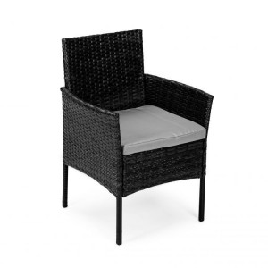 Set Mobilier pentru Gradina cu 3 Piese, 2 Scaune cu Perne si o Masuta de cafea, din Poliratan, Modern Home, XS-RTS023, Negru - Img 5