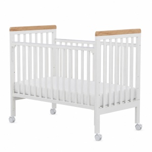 Set Patut din lemn cu sertar, 120 x 60 cm, Craft, WBB2024-2, Alb si Natur, cu Saltea MyKids 120 x 60 x 10 cm