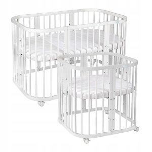 Set Patut Evolutiv pentru Copii, Multifunctional, 7in1, cu Sistem de Leganare, Saltele Incluse, Transformabil, Waldin, Alb - Img 5