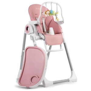 Set - Scaun de masa reglabil, multifunctional, 3in1, pliabil, inaltime reglabila, spatar reglabil, pozitie de somn, tava detasabila, Nukido, Belo, Roz + Bara de jucarii - Img 1
