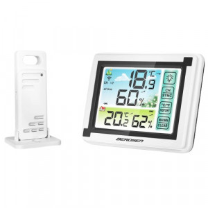 Stație meteo cu higrometru, senzor temperatura exterior, afișaj LCD color, Berdsen, BD-900 Alb - Img 1