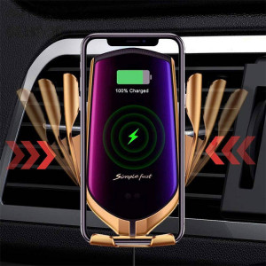Suport auto pentru telefon, cu incarcator Quick Charge 3.0, incarcare inductiva, atasare grilaj auto, Severno, QI, DC 5V 2A / DC 9V 1.67A - Img 5