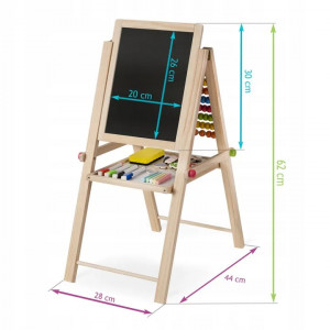Tabla educativa pliabila, detasabila, 3 in 1, tabla magnetica, tabla pentru creta si abac, Ricokids, RK include markere colorate, creta, burete, cifre si litere magnetice, suruburi - Img 4