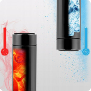 Termos din otel inoxidabil, 420 ml, cu afisaj LCD temperatura, Berdsen, BD-782, Negru - Img 8