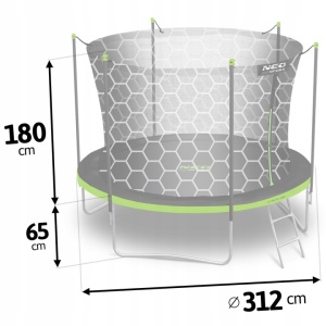 Trambulina pentru copii, Neo-Sport, 312 cm / 10 ft, cu plasa exterioara si scara, greutate maxima 150 kg - Img 2
