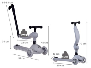 Trotineta cu 3 roti, pentru copii, roti cu lumini, ghidon reglabil, Tiny Bike, Gri, SP0783 SZ - Img 4