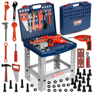 Atelier de lucru din plastic pentru copii, tip valiza, cu accesorii, 39 x 28 x 72 cm, Ricokids, 3 in 1, Albastru - Img 2