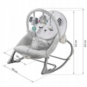 Balansoar pentru copii, cu vibratii, 2 trepte de inclinare, bara de jucarii, Nukido, Gri, 705100 - Img 2