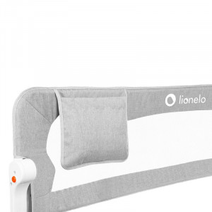 Bariera protectie patut pentru copii, Lionelo, Eva , Cu buzunar accesorii, 150x35 cm, Gri - Img 4