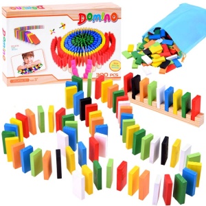Blocuri DOMINO din lemn, colorate, 300 bucati, ZA3861