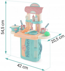 Bucatarie din plastic pentru copii, tip valiza, cu 20 de accesorii, 42 x 20,5 x 54,5 cm, Ricokids, 3 in 1 - Img 5