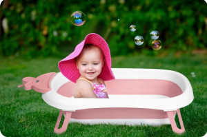 Cadita de baie pliabila pentru bebelusi, cu termometru LCD, suport antiderapant, Ricokids, 728200, Roz - Img 6