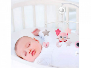 Carusel pentru patut, cu jucarii de plus si cutie muzicala, Jokomisiada, Roz - Img 5