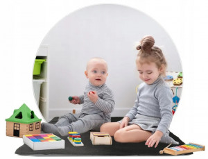 Casuta de joaca pentru copii, cu fereastra, buzunar 2 perne, lampa LED, 107 x 116 x 110 cm, Ricokids, Alba cu animale din padure - Img 6