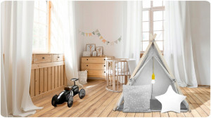 Casuta de joaca pentru copii, cu fereastra, buzunar 2 perne, lampa LED, 107 x 116 x 110 cm, Ricokids, Gri - Img 8