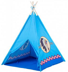 Cort tip indian pentru copii, EcoToys, Wigwam, 120 x 120 x 150 cm, Albastru