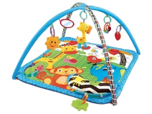 Covoras educational pentru copii, interactiv, loc de joaca, cu 5 accesorii 67x 67 cm , Ecotoys