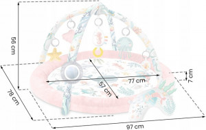 Covoras educativ pentru copii, multifunctional, pereti babynest, 7 jucarii interactive, oglinda, Nukido, 97 x 78 cm, Ocean Pink - Img 3