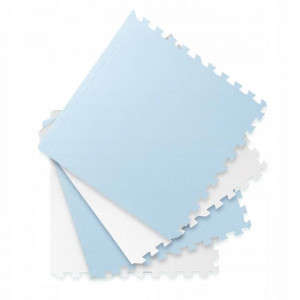Covoras puzzle din spuma pentru copii, 120x120cm, 4 piese, Ricokids, Alb si Albastru - Img 6