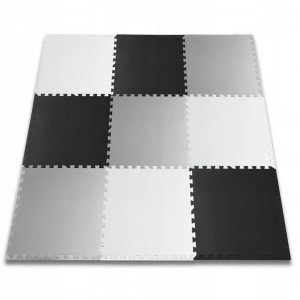 Covoras puzzle din spuma pentru copii, 180x180cm, 9 piese, Ricokids, Gri, Negru - Img 3
