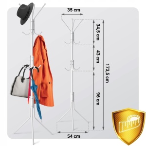 Cuier Pentru Haine de sine statator, Massido, cadru din otel, inaltime 173.5 cm, Alb - Img 5