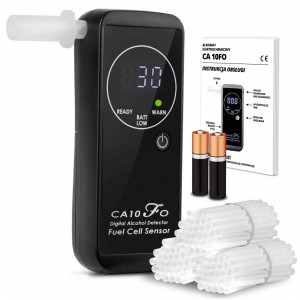 Etilotest personal de mare precizie, AlcoFind, CA-10FO, include 80 piese bucale, 3 mustiucuri reutilizabile, Afisaj LED, Indicator baterie, Senzor electrochimic - Img 1