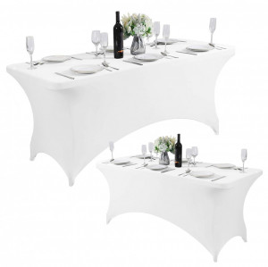 Fata de masa elastica universala, Modern Home, poliester/spandex, 180x76x74 cm, Alba - Img 4