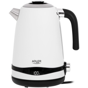Fierbator electric, Capacitate 1,7 L, Fara BPA, Control al temperaturii, Otel inoxidabil, 2200 W, Fara fir, Adler, Ad 1295, Alb