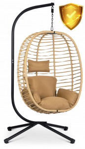 Fotoliu tip balansoar suspendat + perne, Sofotel, Toskana, 135 kg, cadru metalic, Bej - Img 4