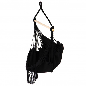 Hamac Brazilian De Gradina Tip Scaun, 122 x 80 cm, Cu 2 Perne, stil Boho, cu Franjuri, Sarcina Max 120 kg, Pentru Casa si Gradina, Modern Home, Negru - Img 4